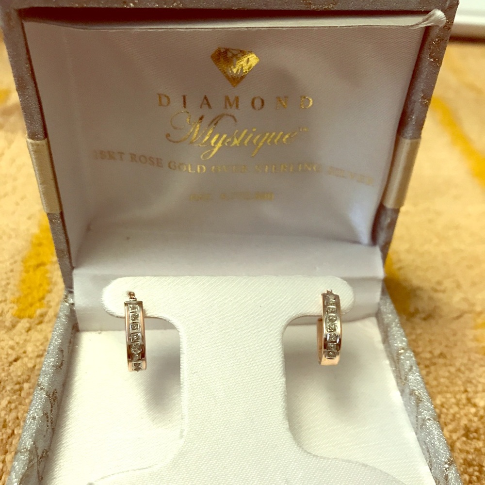 Rose gold diamond hoops